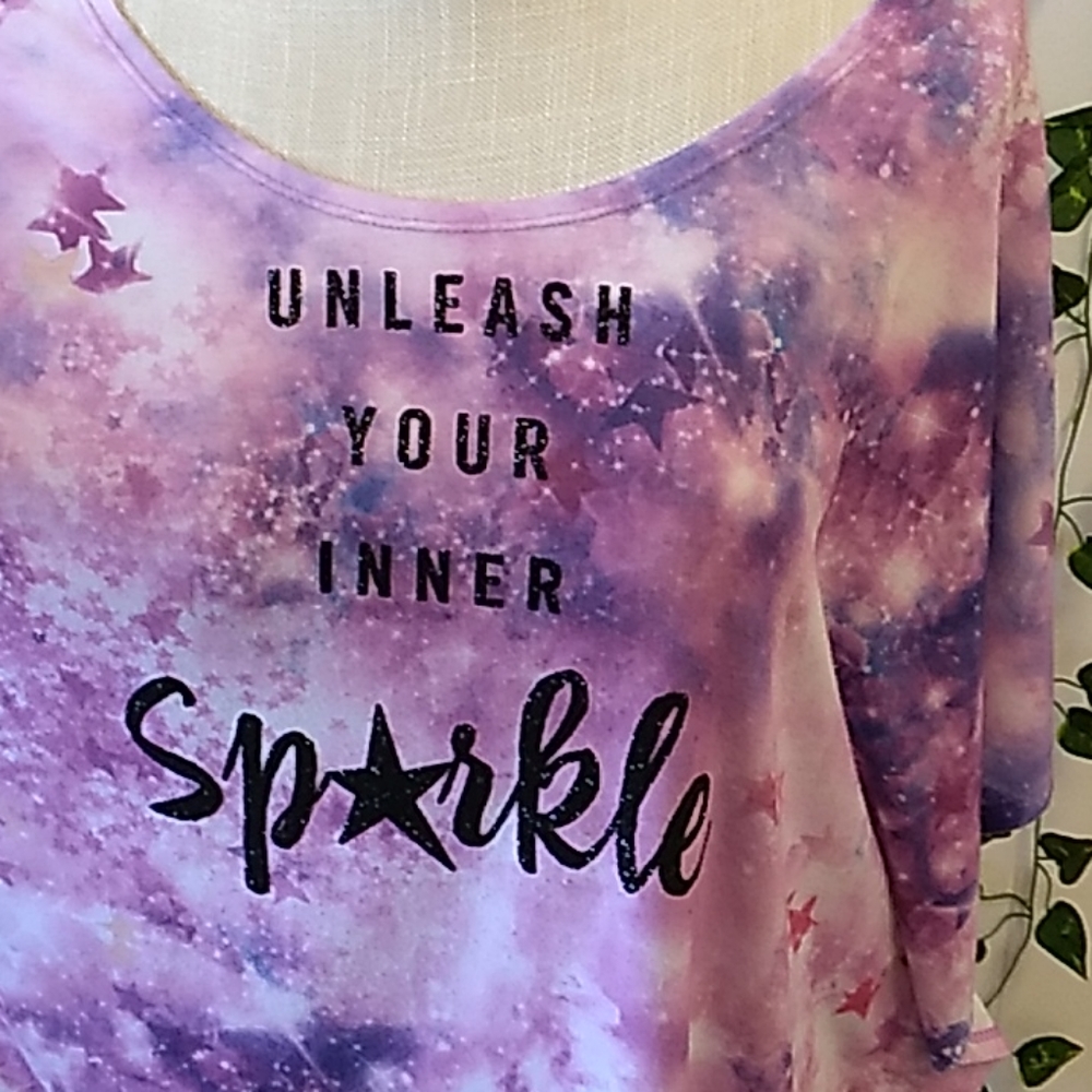 JUSTICE GIRLS 18/20 SPARKLE BATWING TOP